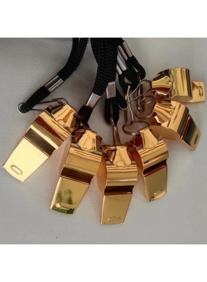 Generic High-quality Stainless Steel Golden Whistle 304 Stainless Steel Whistle Hanging Neck Sports Outdoor Ball Game Special Tweeter Whistle-Color:Gold - Image 1