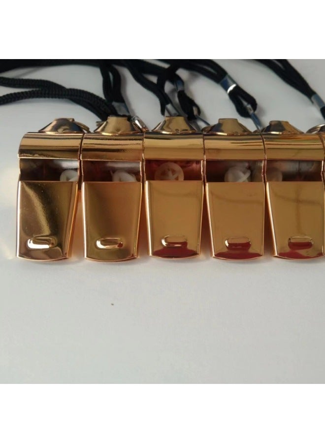 Generic High-quality Stainless Steel Golden Whistle 304 Stainless Steel Whistle Hanging Neck Sports Outdoor Ball Game Special Tweeter Whistle-Color:Gold - Image 2