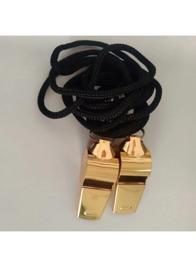 Generic High-quality Stainless Steel Golden Whistle 304 Stainless Steel Whistle Hanging Neck Sports Outdoor Ball Game Special Tweeter Whistle-Color:Gold - Image 4