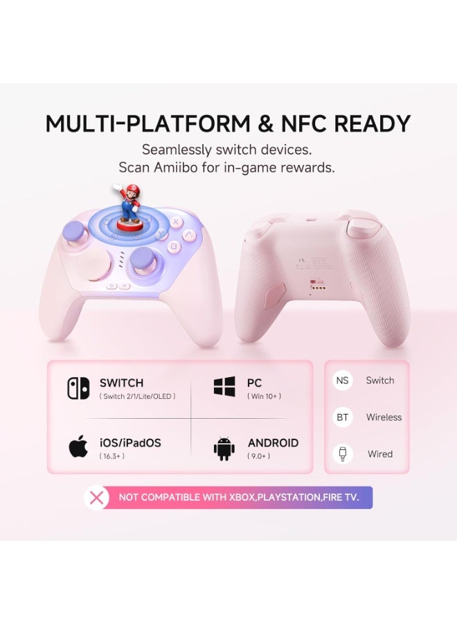 MOBAPAD Classic Gamepad MOBAPAD CHITU 2 Pro HD Wireless Gaming Controller with RGB Smart Charging Dock for Nintendo Switch 2/1 Lite/OLED, PC / Android / iOS with TMR Glide Joysticks 0 Drift, HD Rumble, NFC, Mechanical Buttons, Turbo, 6 Axis Gyro, 1000mAh Battery, Dual Programmable Macro Buttons, Ergonomic Grip, Swappable D-Pads - Image 5