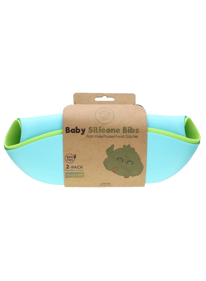 KeaBabies KeaBabies, Baby Silicone Bibs, Cloud Nine, Newborn - 4 Years, 2 Pack - Image 1