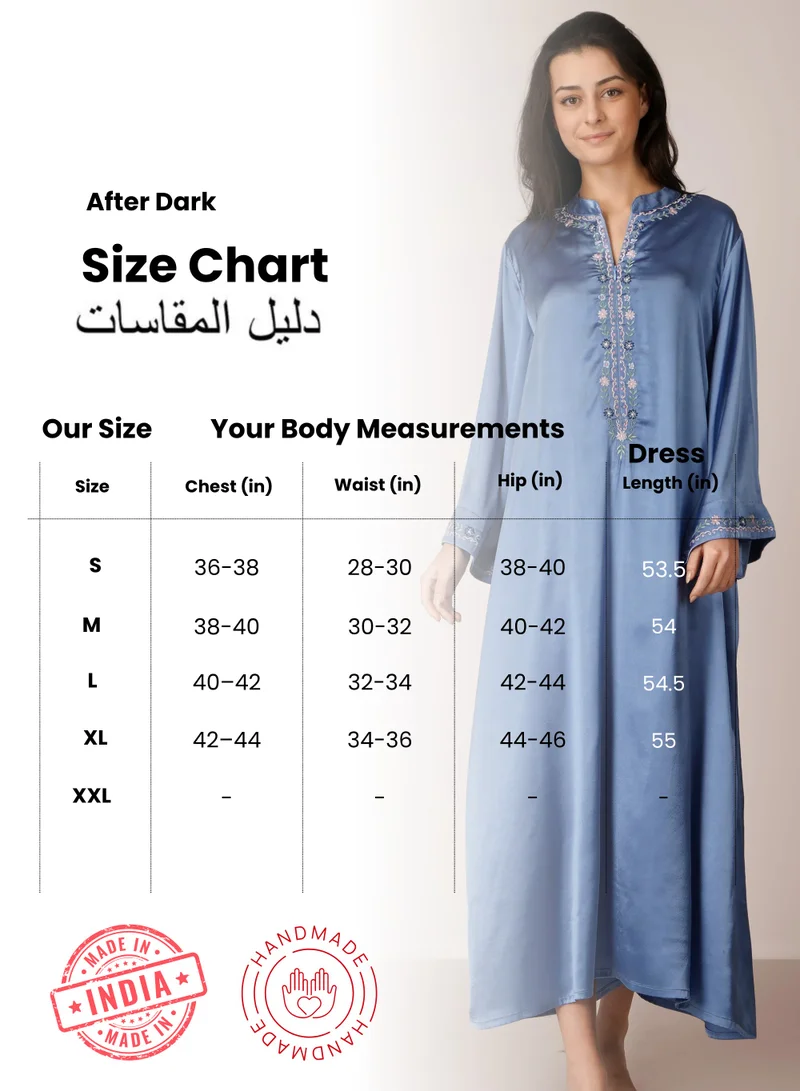 After Dark Cheryl, Embroidered Satin Kaftan