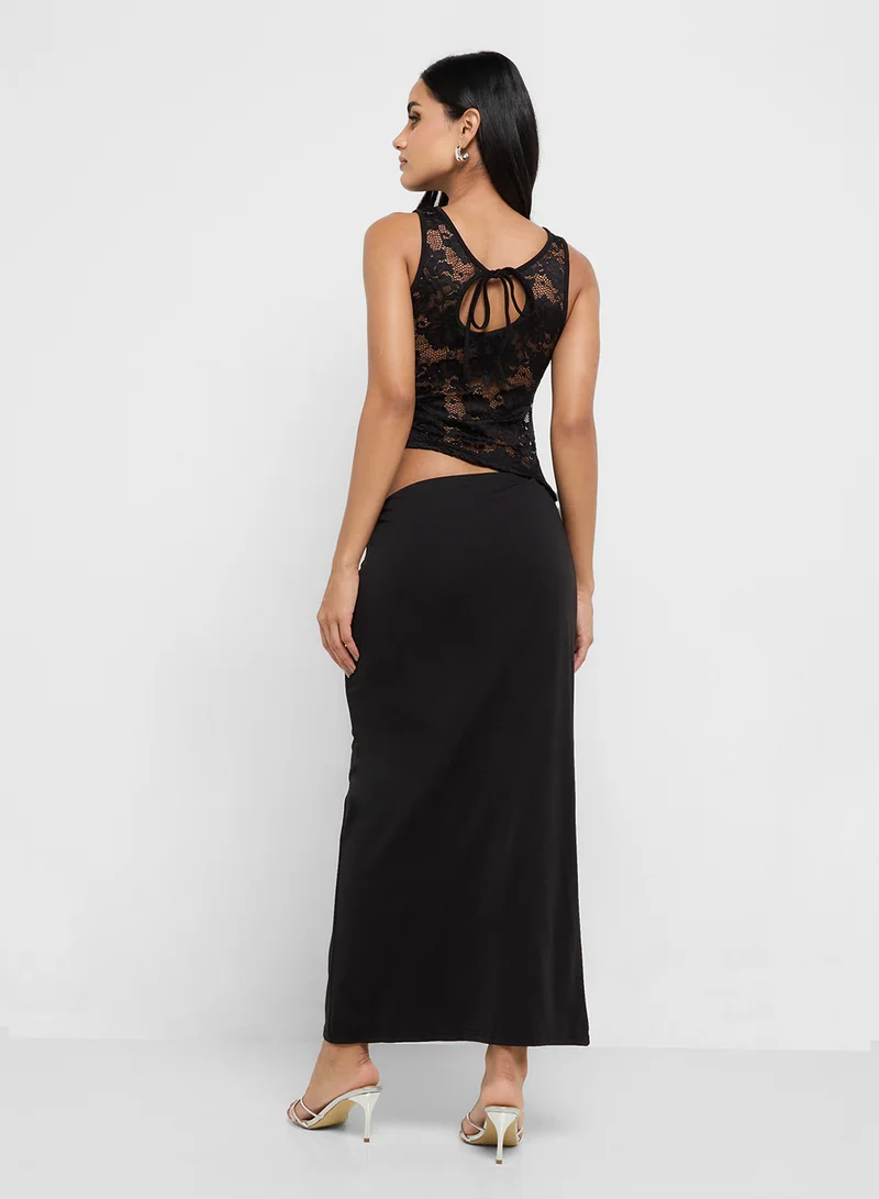 Ginger Lace Cutout Detail Maxi Dress
