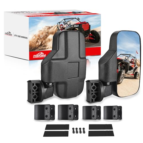 Frokom UTV Side Mirrors,Universal Powersports Rear View Mirrors for 1.6" - 2" Roll Cage Polaris Ranger RZR Pioneer Can Am Commander Kawasaki Mule Teryx Rhino Yamaha Wildcat Cfmoto Kubota RTV - Image 1