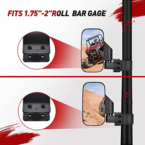 Frokom UTV Side Mirrors,Universal Powersports Rear View Mirrors for 1.6" - 2" Roll Cage Polaris Ranger RZR Pioneer Can Am Commander Kawasaki Mule Teryx Rhino Yamaha Wildcat Cfmoto Kubota RTV - Image 2