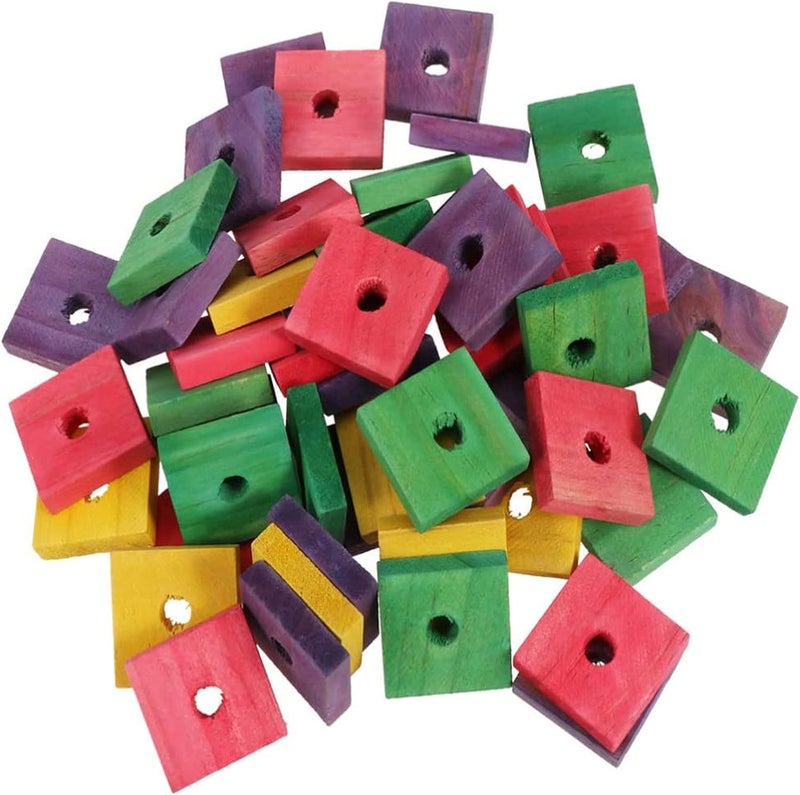 BinaryABC Wooden Blocks Bird Chewing Toy,Bird Bite Toys,Bird Parrot Wood Blocks Toys,20Pcs(Mixed Color) - Image 1