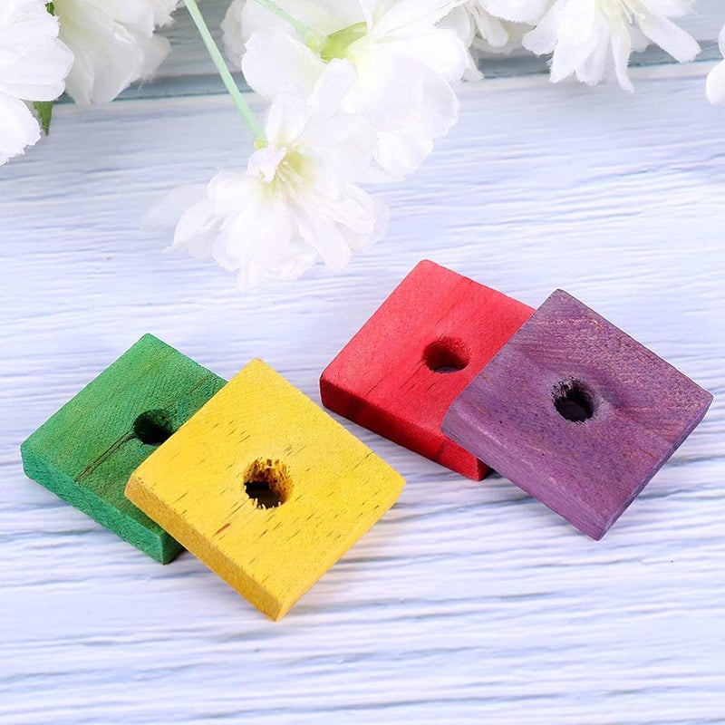 BinaryABC Wooden Blocks Bird Chewing Toy,Bird Bite Toys,Bird Parrot Wood Blocks Toys,20Pcs(Mixed Color) - Image 3