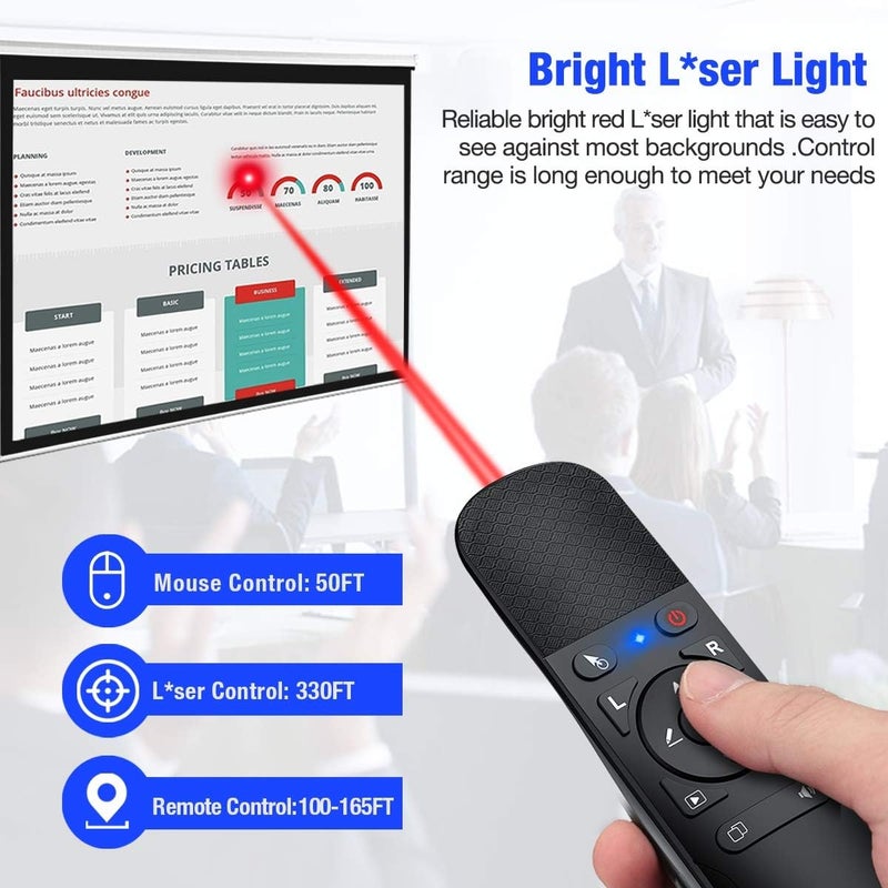 DinoFire Presentation Clicker Air Mouse Function Wireless Presenter USB Powerpoint Clicker, RF 2.4 GHz Presentation Remote Control Clicker for powerpoint presentations Support Mac, Laptop, Computer 11 - Image 5