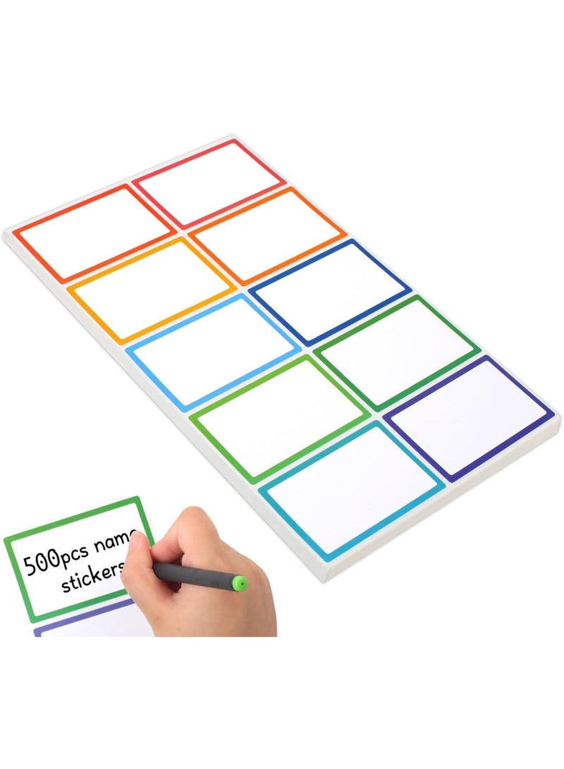 SYOSI Name Labels Stickers, Self Adhesive Blank Name Tags for Office School Event Home, Writable Removable Label Stickers for Organizing and Identification, 3.5x2.25 inch, 500Pcs, 10 Colors - Image 1