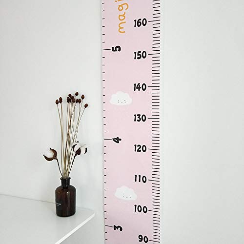 MinoMia Kids Growth Chart, Wood Frame Fabric Canvas Height Measurement Ruler from Baby to Adult for Child's Room Decoration 7.9 x 79in (7.9 x 79in, Pink - Cloud) - Image 5
