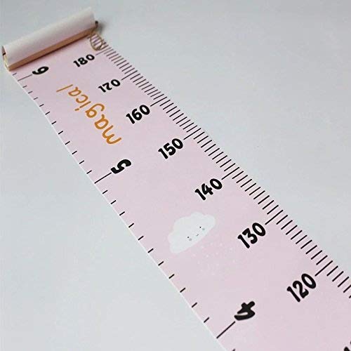MinoMia Kids Growth Chart, Wood Frame Fabric Canvas Height Measurement Ruler from Baby to Adult for Child's Room Decoration 7.9 x 79in (7.9 x 79in, Pink - Cloud) - Image 3