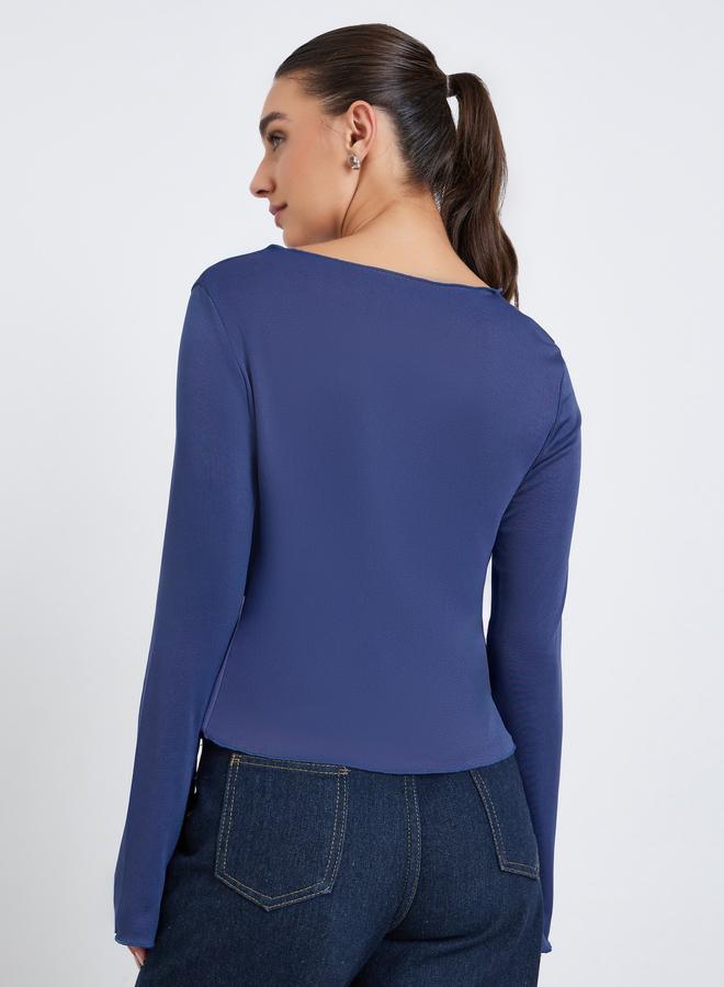 ستايلي تيشيرت سادة بياقة قارب - Image 4