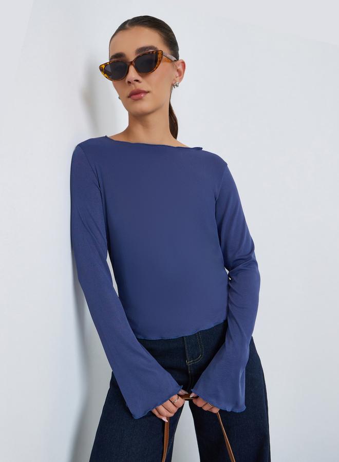 ستايلي تيشيرت سادة بياقة قارب - Image 1