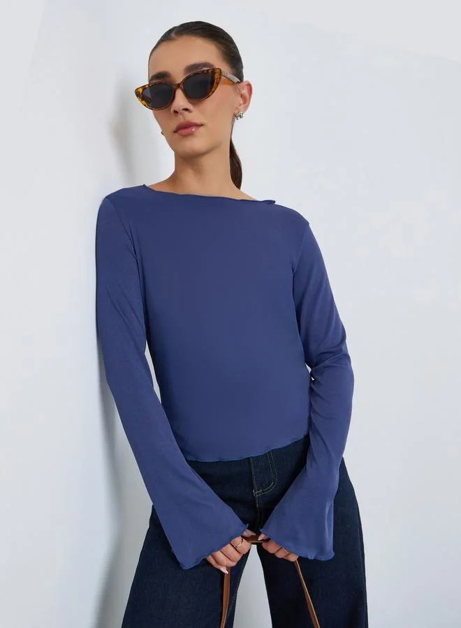 Styli Women Plain Boat Neck T-Shirt