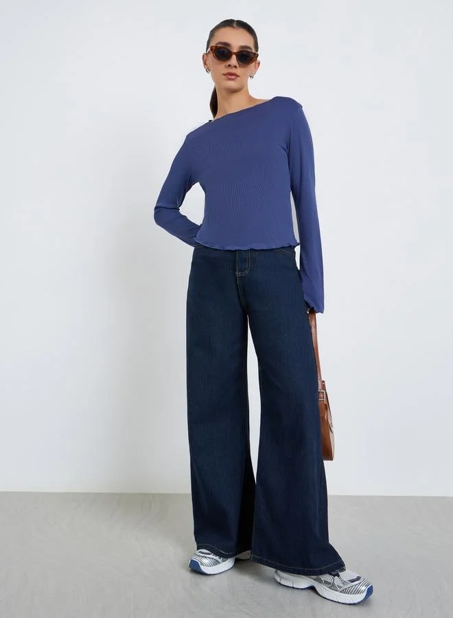 Styli Women Plain Boat Neck T-Shirt