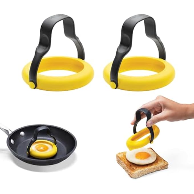 nalaina Fried Egg Rings Mold2Pcs Fried Egg Mold Silicone Omelette Mold Egg Shaper Pancake Maker With Handle For Fried Egg Mcmuffin SandwichesFrying Or Shaping Eggs - Image 2
