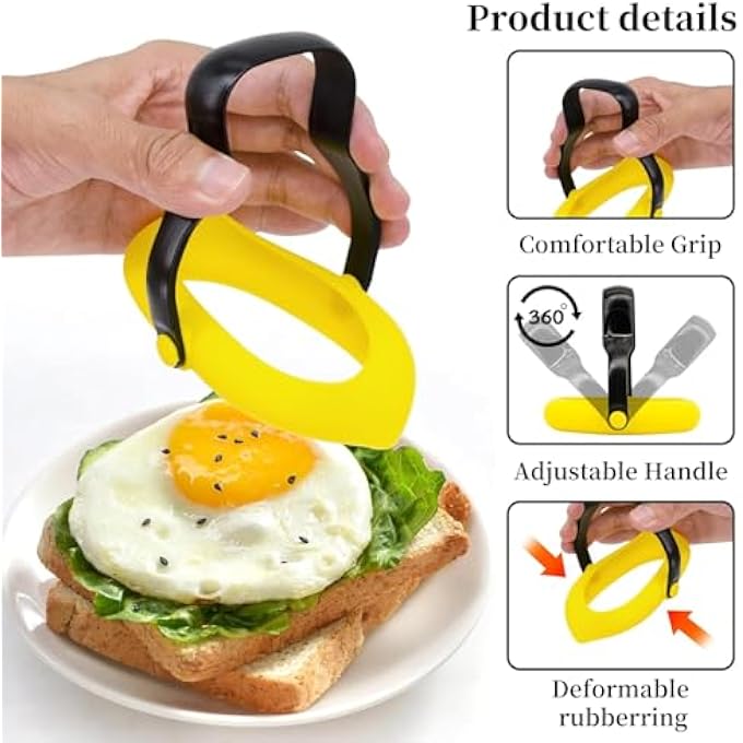 nalaina Fried Egg Rings Mold2Pcs Fried Egg Mold Silicone Omelette Mold Egg Shaper Pancake Maker With Handle For Fried Egg Mcmuffin SandwichesFrying Or Shaping Eggs - Image 4