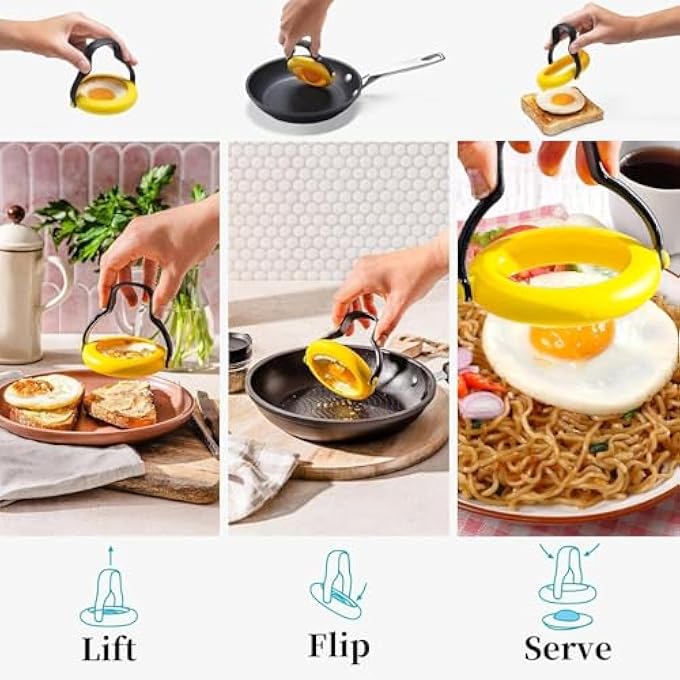 nalaina Fried Egg Rings Mold2Pcs Fried Egg Mold Silicone Omelette Mold Egg Shaper Pancake Maker With Handle For Fried Egg Mcmuffin SandwichesFrying Or Shaping Eggs - Image 5
