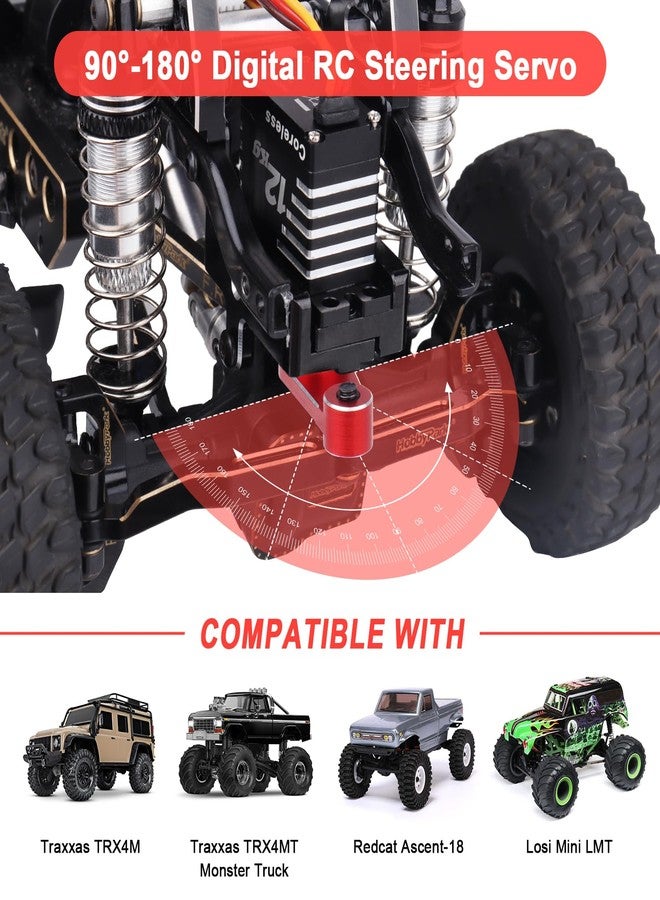 HobbyPark Waterproof 12kg High Torque RC Micro Servo Coreless Motor Metal Gear Digital Servo Aluminum Steering Servo for TRX4M TRX4MT 1/18 Crawler & Shift Servo for TRX4 SCX10 1/10 Airplane 180° - Image 2