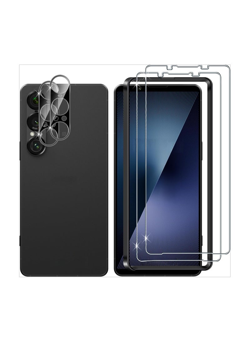 general [2+2 Packs] Screen Protector Compatible with Sony Xperia 1 VII (2025) with Camera Lens Protector, Full Coverage 9H Tempered Glass Film, Ultra HD, Scratch Resistant, Bubble Free - Image 1