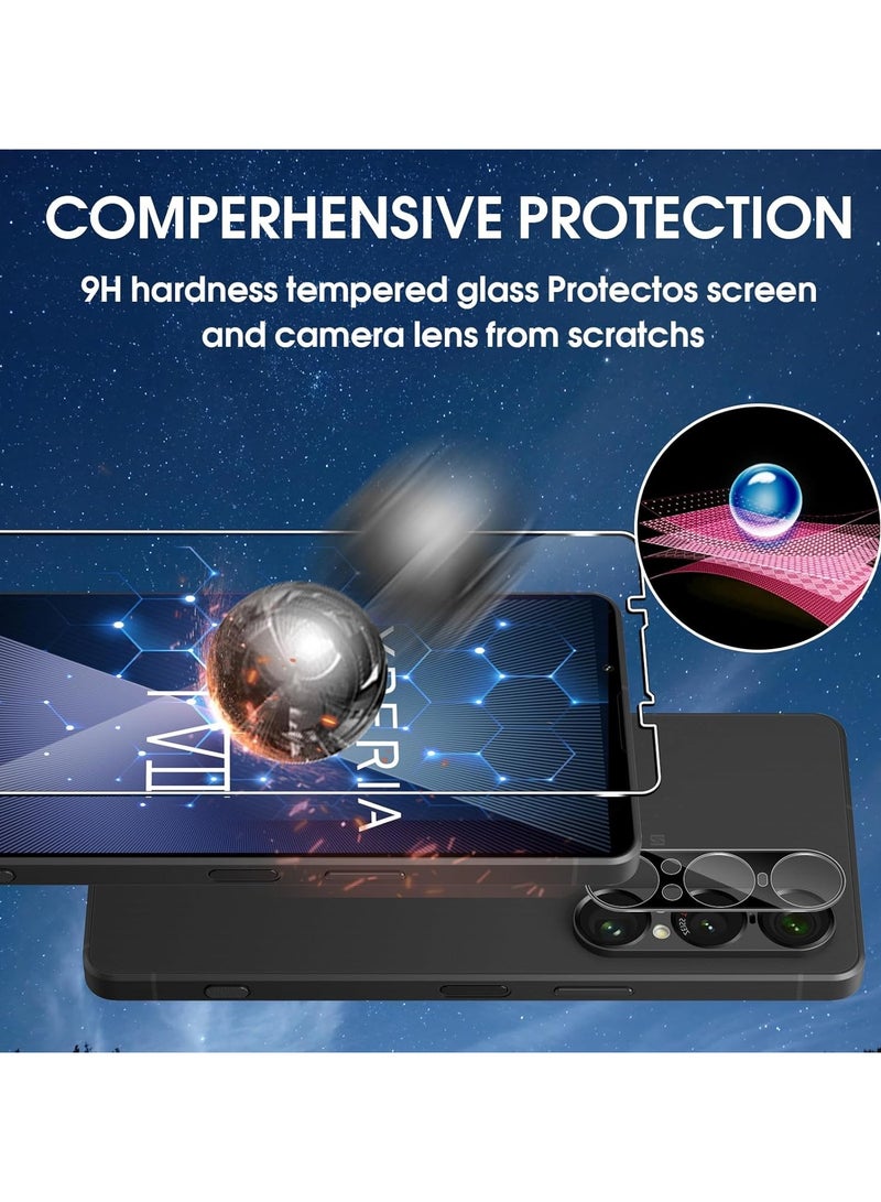 general [2+2 Packs] Screen Protector Compatible with Sony Xperia 1 VII (2025) with Camera Lens Protector, Full Coverage 9H Tempered Glass Film, Ultra HD, Scratch Resistant, Bubble Free - Image 2