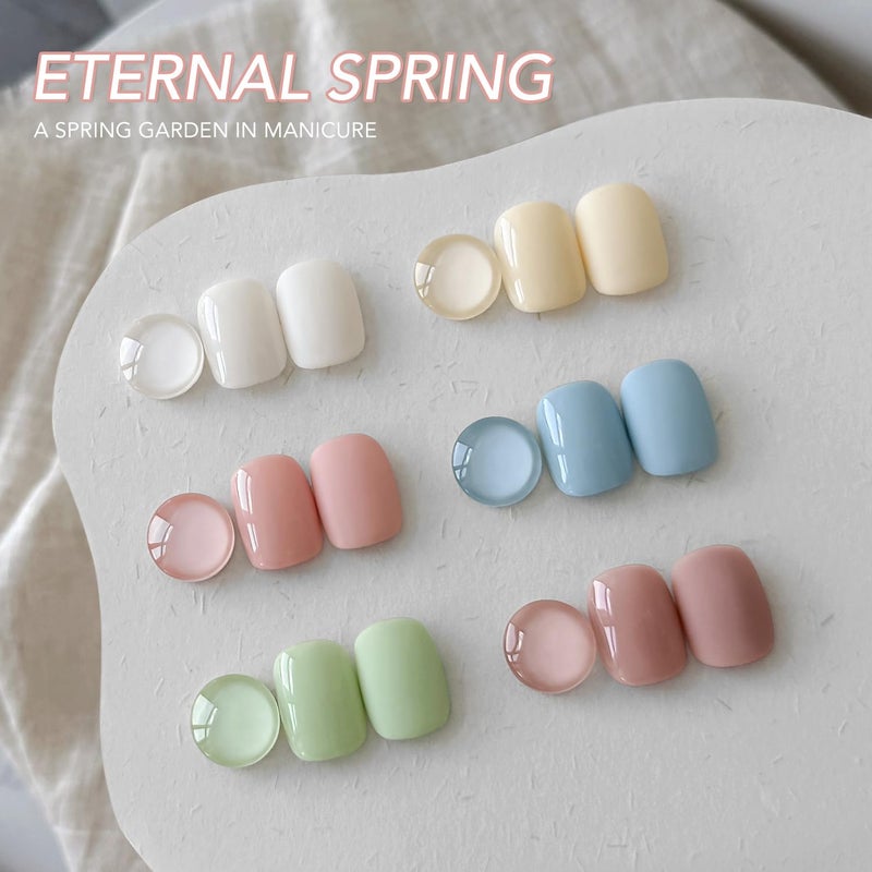 GAOY Pastel Spring Gel Nail Polish Set, 6 Colors Blue Green Pink, Soak Off UV Cure Gel for DIY Manicure at Home - Image 4