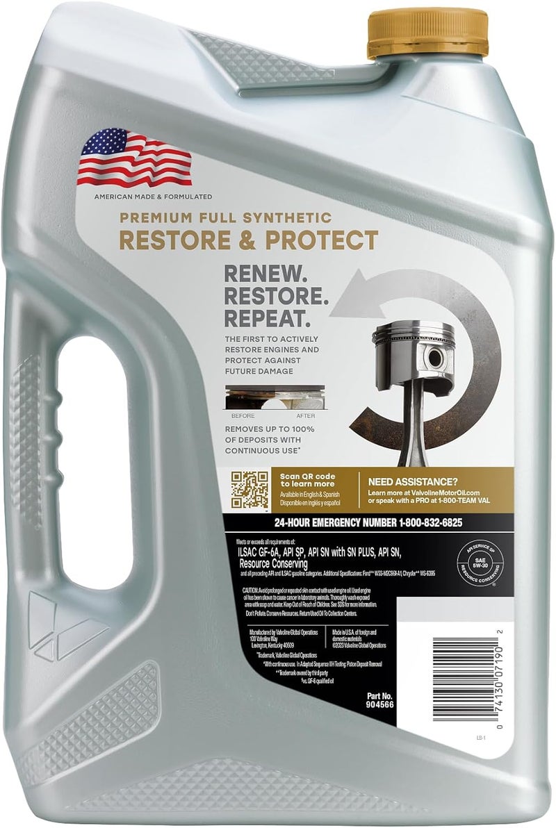 Valvoline Restore & Protect Full Synthetic 5W-30 Motor Oil 5 QT - Image 2
