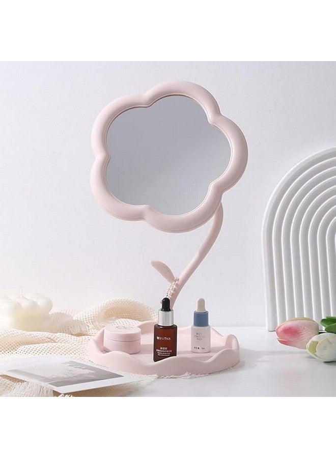 Bindex Flower Makeup Mirror Girl Heart Desktop Desktop Makeup Mirror Women's Dresser Student Dormitory Portable Touch Up Mirror - Image 1