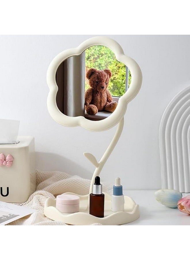 Bindex Flower Makeup Mirror Girl Heart Desktop Desktop Makeup Mirror Women's Dresser Student Dormitory Portable Touch Up Mirror - Image 5