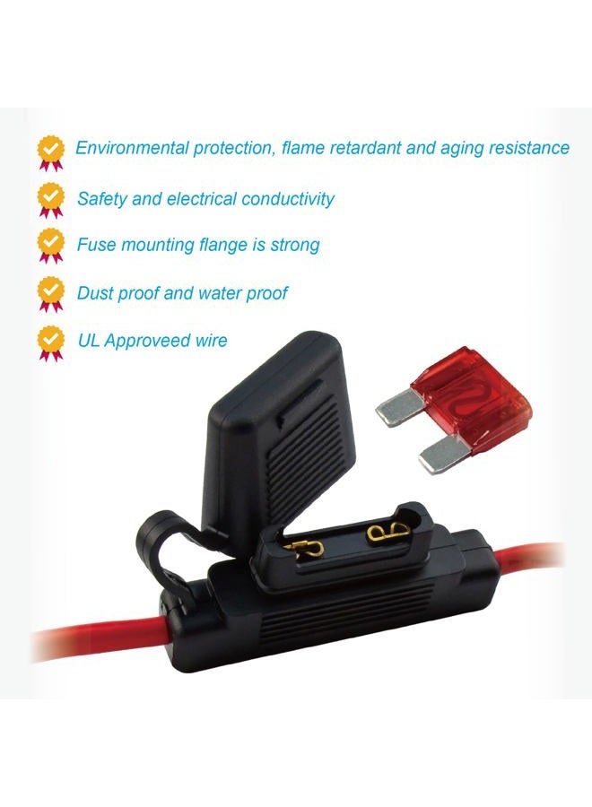 VANSIHO 2Pcs Black In-line 8 Gauge AWG Waterproof Fuse Holder for MAXI Fuse with 4pcs UL Wire Lugs 8 AWG 3/8 Inch Copper Stud Ring terminals (8AWG) - Image 5