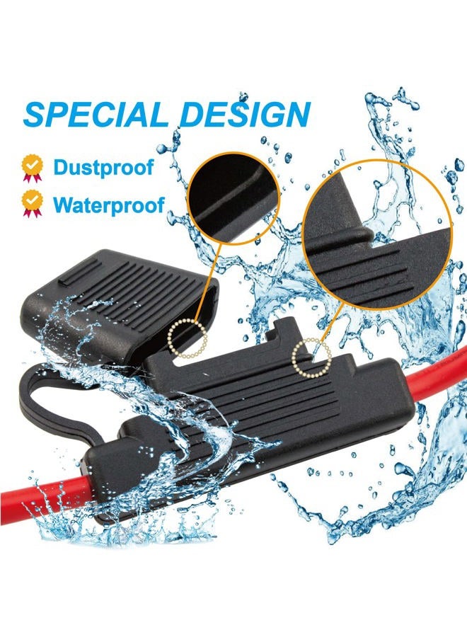 VANSIHO 2Pcs Black In-line 8 Gauge AWG Waterproof Fuse Holder for MAXI Fuse with 4pcs UL Wire Lugs 8 AWG 3/8 Inch Copper Stud Ring terminals (8AWG) - Image 4