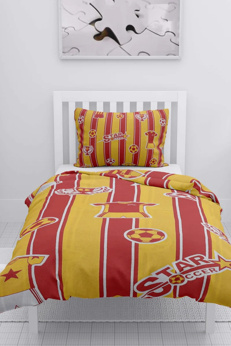 فافورا Gold Single Duvet Cover Set - Yellow - Red