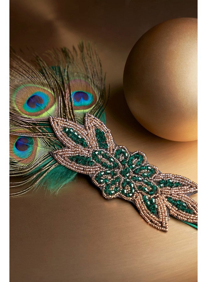 بيبيوند عصابة رأس فلابر من عشرينيات القرن العشرين مصنوعة من ريش الطاووس وإكسسوارات جاتسبي للنساء وغطاء رأس مزين بالترتر للفتيات الاستعراضيات (الطراز 7) - Image 3