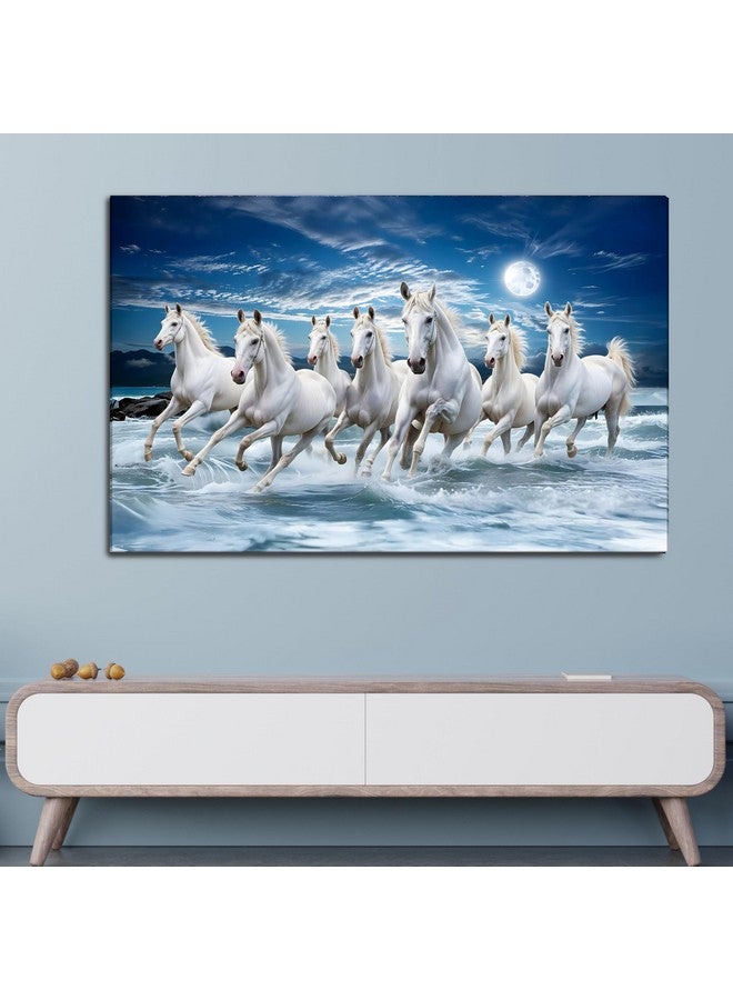 FlyBuy HUB Flybuy Hub Premium Canvas Wall Painting, 7 Running Horses, Vastu Design, Living Room Decor (Colour 3, 34 X 21 INCH, Wrapped Canvas) - Image 5