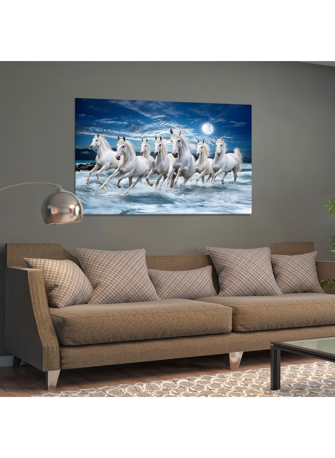 FlyBuy HUB Flybuy Hub Premium Canvas Wall Painting, 7 Running Horses, Vastu Design, Living Room Decor (Colour 3, 34 X 21 INCH, Wrapped Canvas) - Image 2