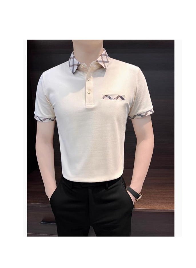 Men's Premium Contrasting Casual T-Shirt Short Sleeved Polo Shirt  - Image 1