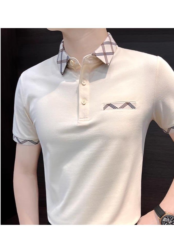Men's Premium Contrasting Casual T-Shirt Short Sleeved Polo Shirt  - Image 2