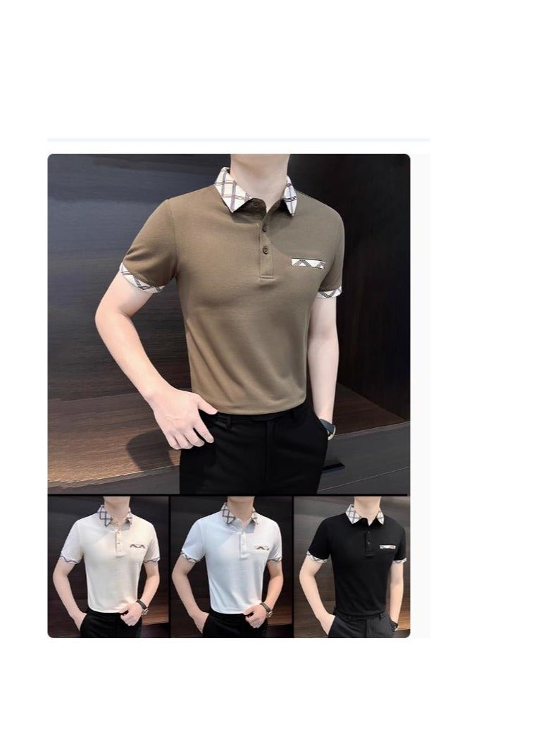 Men's Premium Contrasting Casual T-Shirt Short Sleeved Polo Shirt  - Image 4