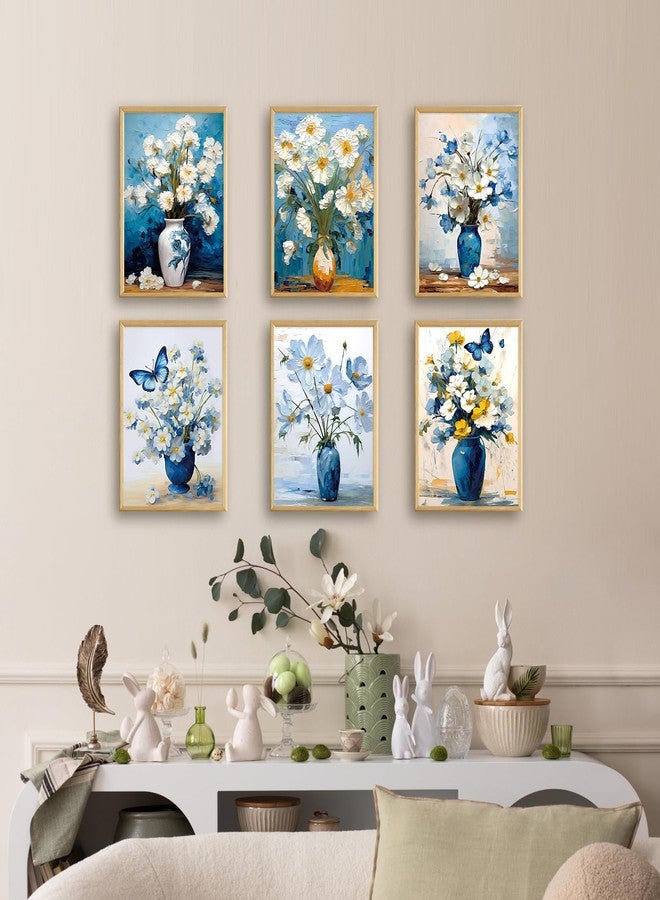 LIIGEMI Flower Wall Art Print -Daisy Oil Painting Decor-Blue White Floral Posters for Room Aesthetic, Vintage Dorm Gallery Wall Decor for College Girls (8"x11" Unframed) - Image 5