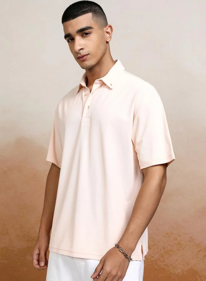 HIGHLANDER HIGHLANDER Solid Polo Neck Relaxed Fit T-Shirt