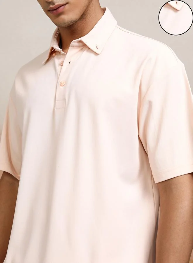 HIGHLANDER HIGHLANDER Solid Polo Neck Relaxed Fit T-Shirt