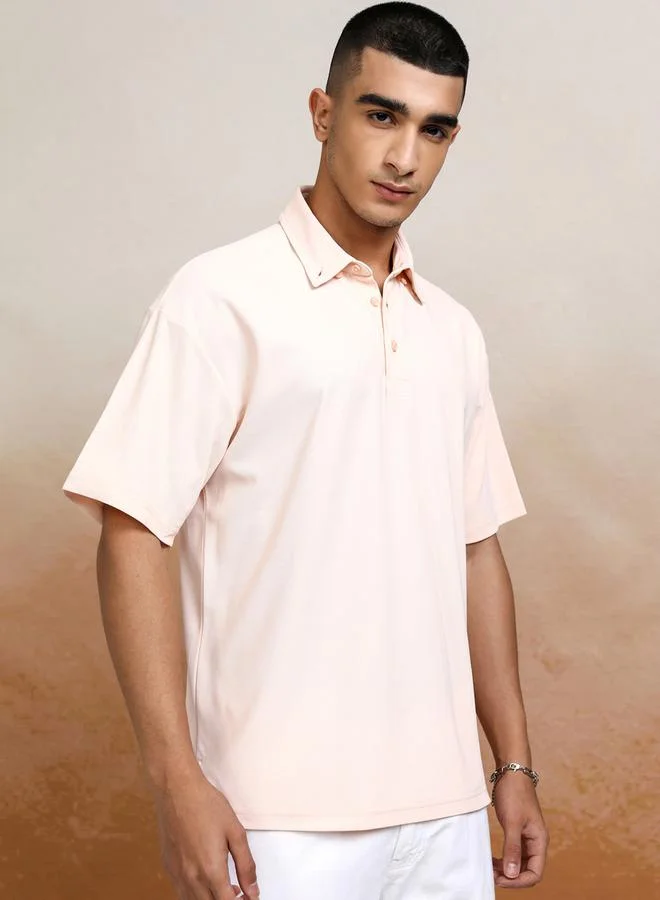 HIGHLANDER HIGHLANDER Solid Polo Neck Relaxed Fit T-Shirt