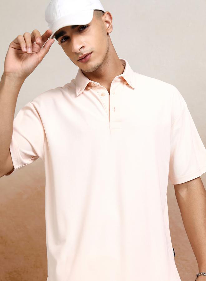 HIGHLANDER Solid Polo Neck Relaxed Fit T-Shirt - Image 1