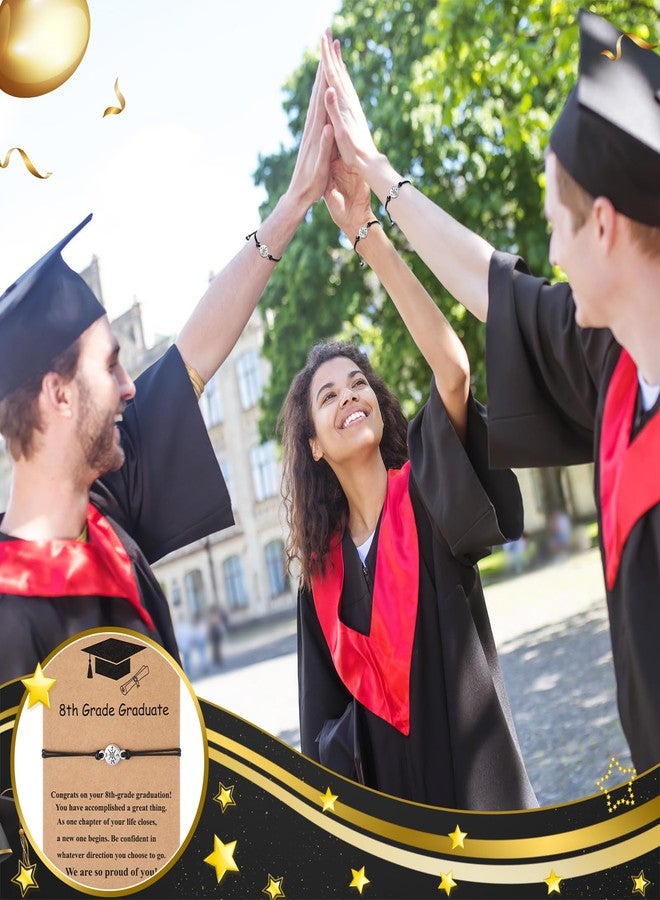 تونديامو مجموعة تونديمو من 30 قطعة من أساور التخرج لعام 2025، هدايا تخرج بالجملة، أساور صداقة للمسافات البعيدة مع بطاقة وحقيبة من الأورجانزا، هدايا لخريجي الجامعات والمدارس الثانوية (نمط البوصلة، الصف الثامن). - Image 5