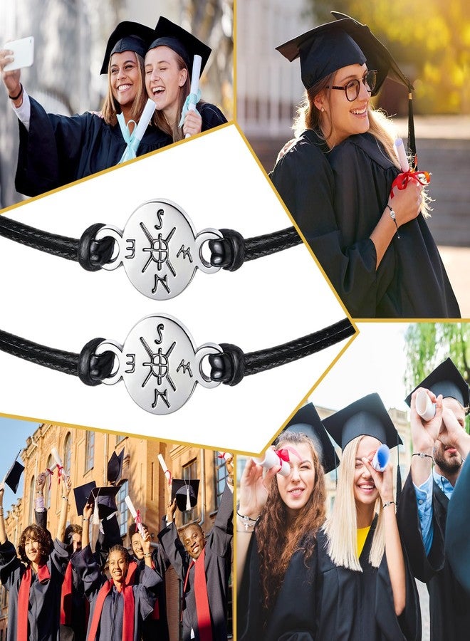 تونديامو مجموعة تونديمو من 30 قطعة من أساور التخرج لعام 2025، هدايا تخرج بالجملة، أساور صداقة للمسافات البعيدة مع بطاقة وحقيبة من الأورجانزا، هدايا لخريجي الجامعات والمدارس الثانوية (نمط البوصلة، الصف الثامن). - Image 4