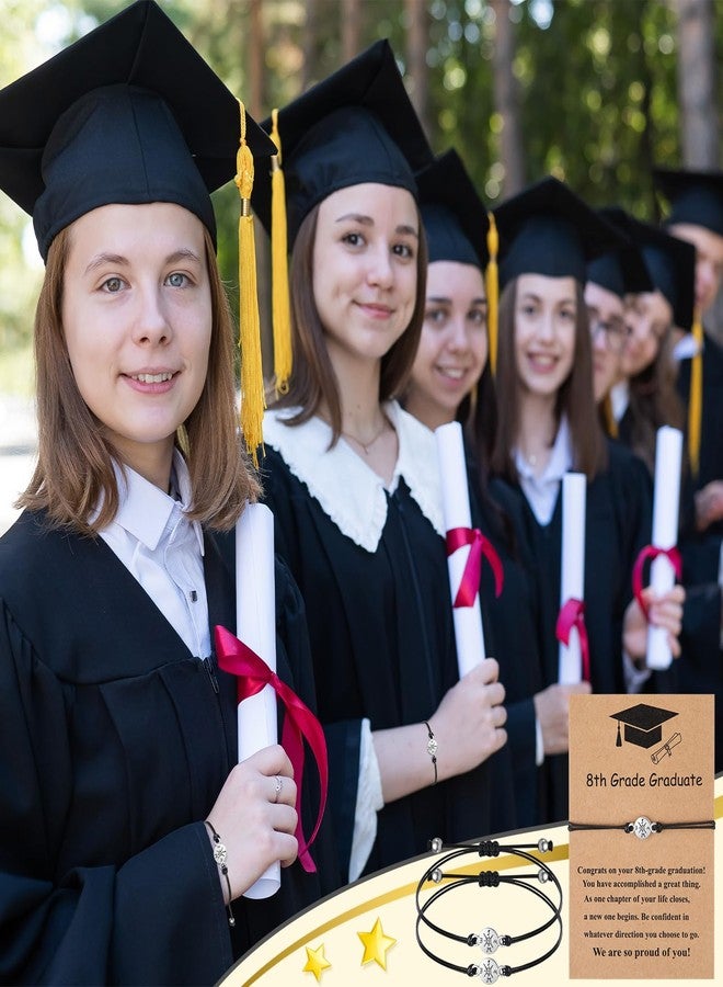 تونديامو مجموعة تونديمو من 30 قطعة من أساور التخرج لعام 2025، هدايا تخرج بالجملة، أساور صداقة للمسافات البعيدة مع بطاقة وحقيبة من الأورجانزا، هدايا لخريجي الجامعات والمدارس الثانوية (نمط البوصلة، الصف الثامن). - Image 3