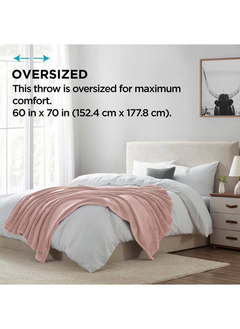 Brookstone Nap Plush Throw Blanket for Couch | Warm & Super Soft Blanket with Unmatched Heavy  Dense  and Ultra-Comfy Throw | Luxurious Drape  for Mom  Cozying Up on a Sofa Chair | Blush