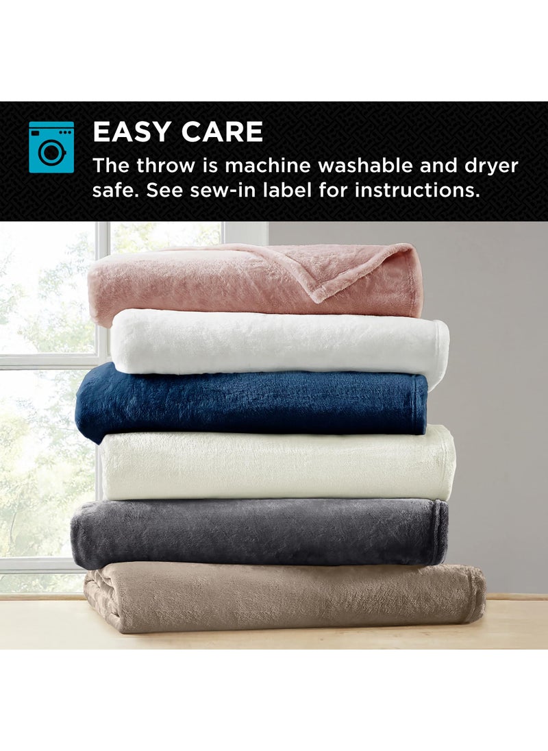 Brookstone Nap Plush Throw Blanket for Couch | Warm & Super Soft Blanket with Unmatched Heavy  Dense  and Ultra-Comfy Throw | Luxurious Drape  for Mom  Cozying Up on a Sofa Chair | Blush