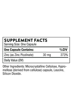 Thorne Zinc Picolinate 30 mg - Dietary Supplements - 180 Capsules  - Image 2