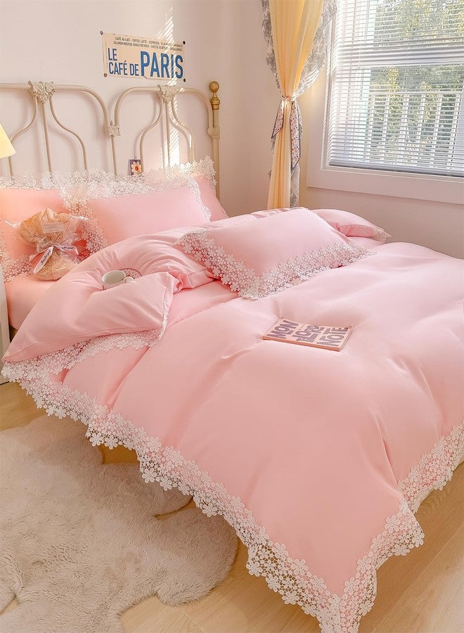 IHOUSTRIY Lace Duvet Cover Twin Size, Chic Ruffle Beddding Set, 2 Pieces Comforter Cover Set with Zipper Closure, Girl Bedding with Pillowcase - Image 3